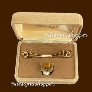 Vintage ENVOY Gold Tone Tie Tack Set in Original Box